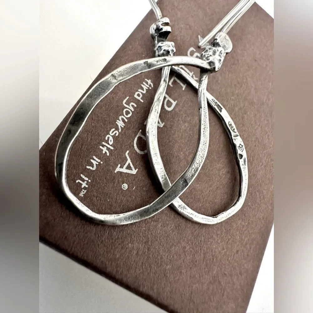 Silpada W1551 Retired Sterling Silver Lasso Hammered Hook Drop/Dangle Earrings